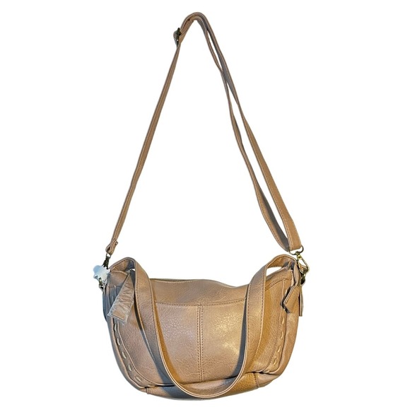 To The Shirt And Jeans Handbags - T-Shirt & Jeans Pink Faux Leather Hobo Shoulder Bag Adjustable Strap Boho Vegan